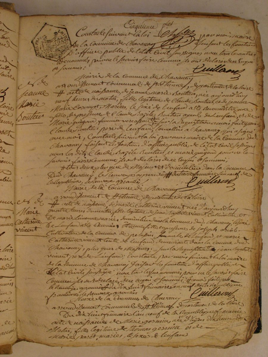 Page du registre